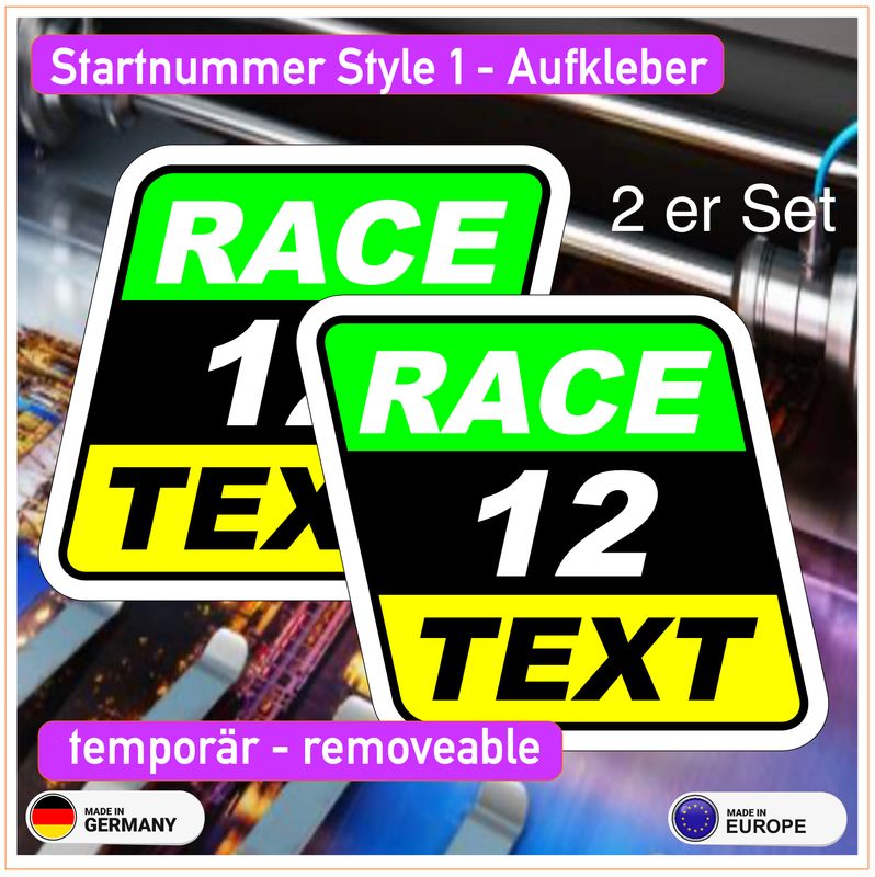 Startnummer Style 1 - removeable Startnummer Style 1 - removeable