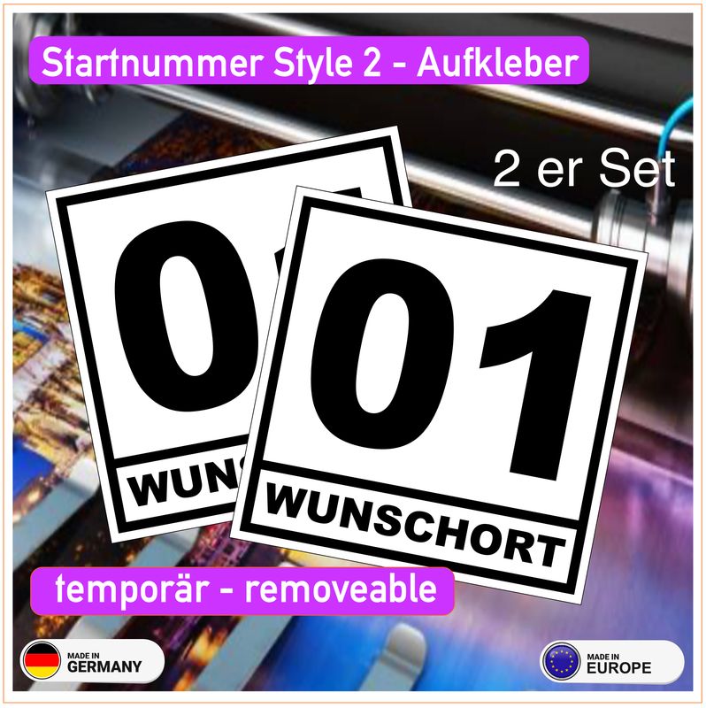 Startnummer Style 2 Startnummer Style 2