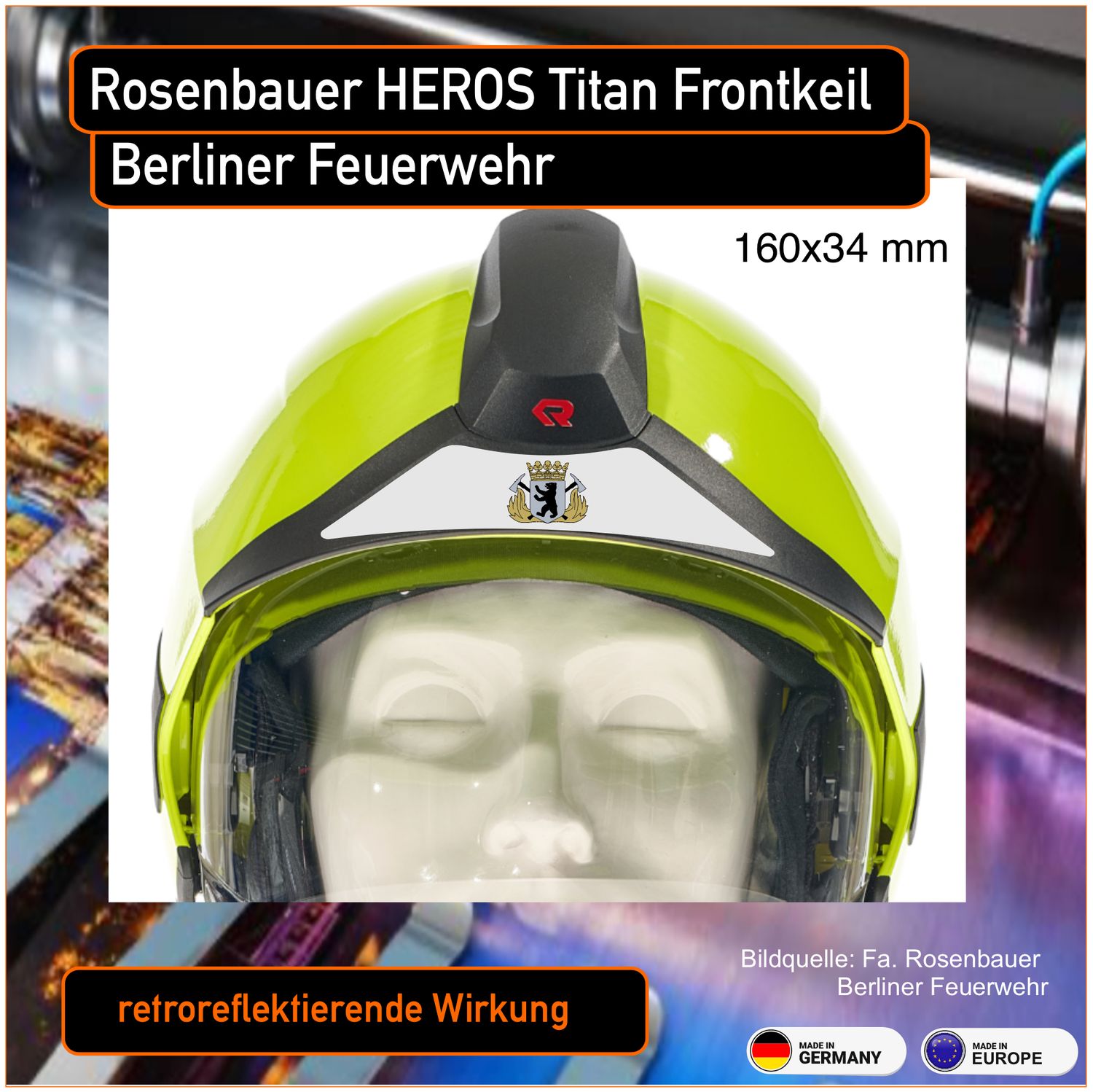 Berlin - Rosenbauer HEROS-titan Frontkeil mit Stadtwappen, Aufkleber