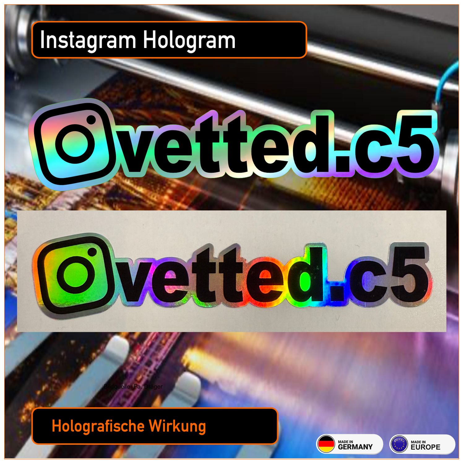 Instagram "Wunschtext" Hologramm Aufkleber Druck