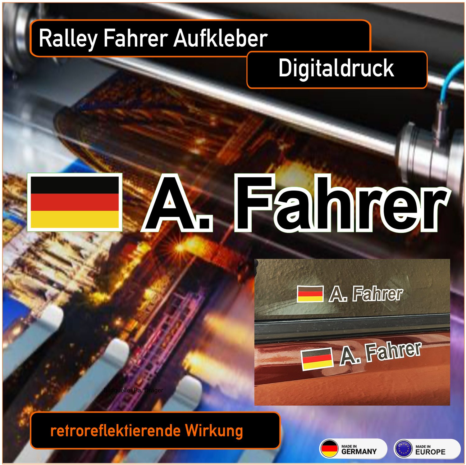 Rallye  Namen Fahrer 1-zeilig (2er Pack) Digitaldruck
