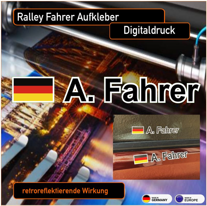 Rallye  Namen Fahrer 1-zeilig (2er Pack) Digitaldruck