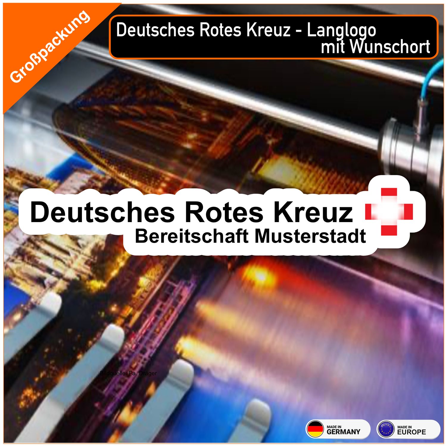 Deutsches Rotes Kreuz  Langlogo mit Wunschort (VE 100 Stück)