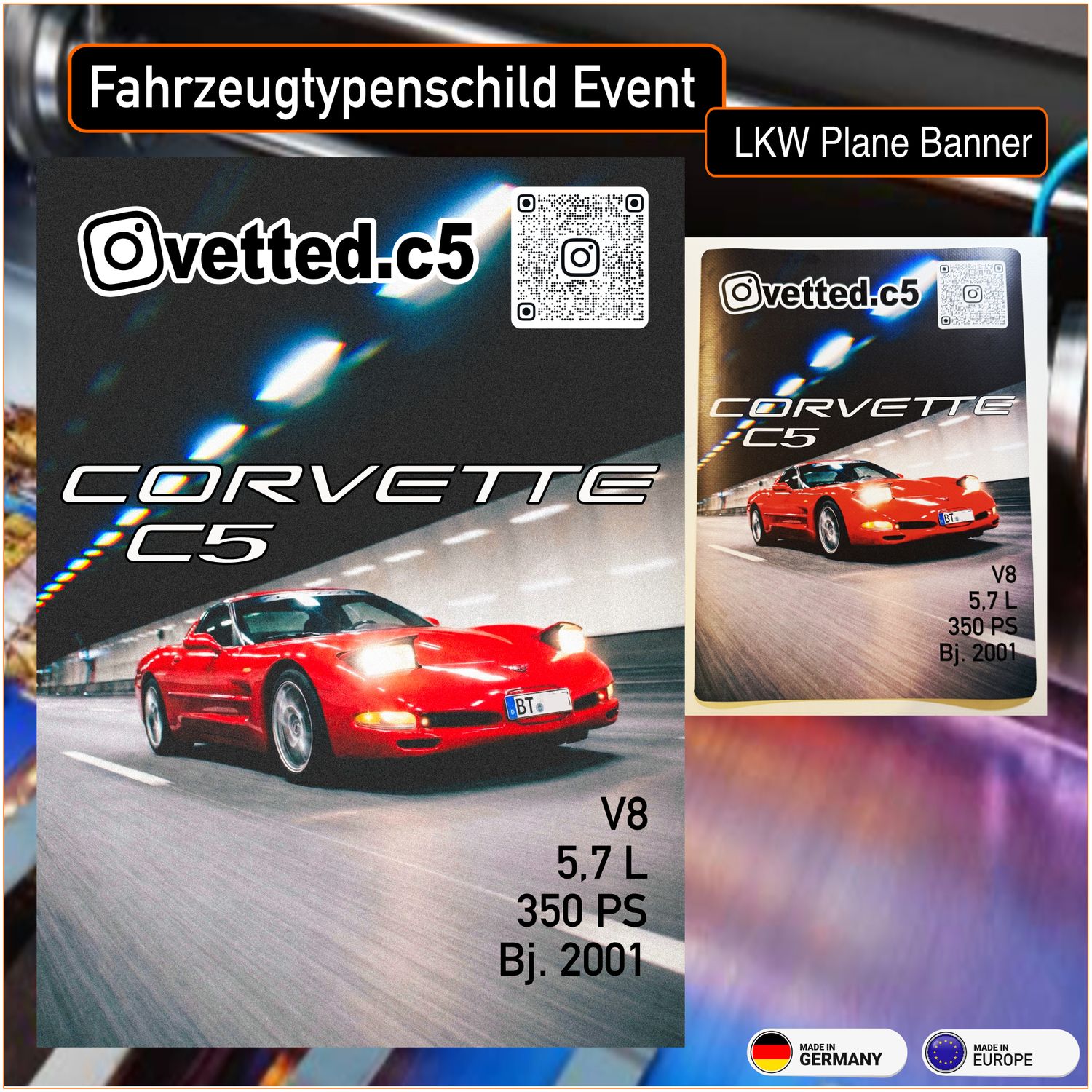 Event Car Typenschild Banner