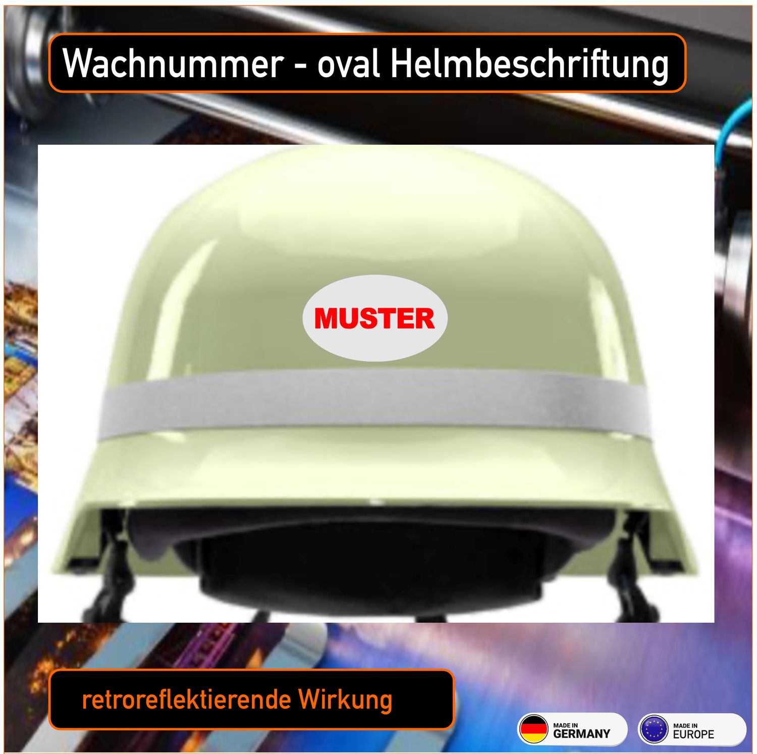 Wachnummer Oval (neutraler Helm) Helmbeschriftung