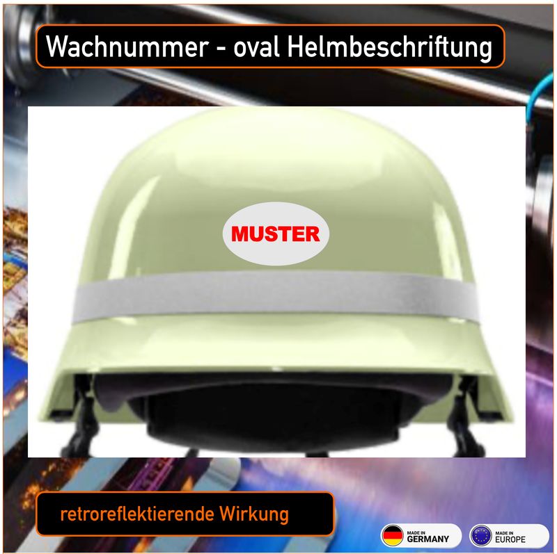 Wachnummer Oval (neutraler Helm) Helmbeschriftung