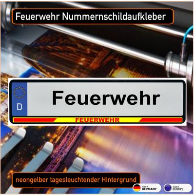 Feuerwehr Nummernschild, gelb fluoreszierender Aufkleber (VE 2 Stück) Feuerwehr Nummernschild, gelb fluoreszierender Aufkleber (VE 2 Stück)
