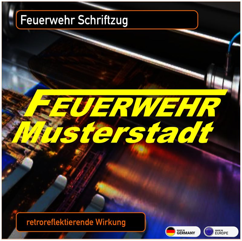 Feuerwehr "F" Schriftzug mit Wunschname. Folienschnitt Aufkleber