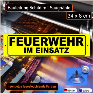 Feuerwehr im Einsatz, Aluminium-Schild mit Saugnapf Feuerwehr im Einsatz, Aluminium-Schild mit Saugnapf