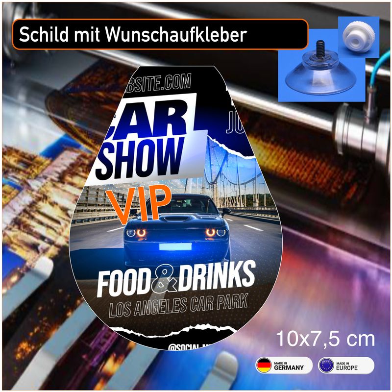 Schild „Träne“ mit ihrem Logo