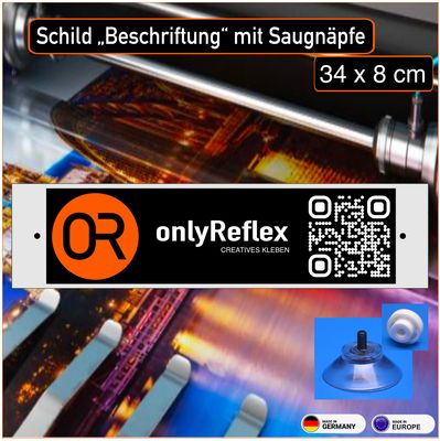 Schild „Rechteck“ (Saugnäpfe) mit ihrem Logo 35x8 cm