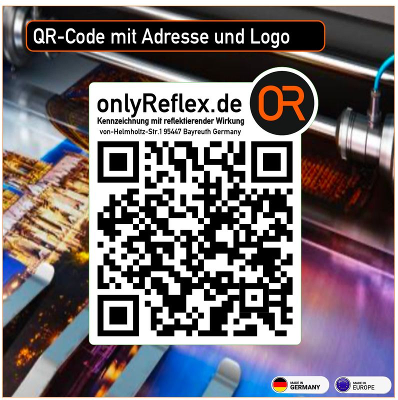 QR-Code mit Logo und Adresse, Aufkleber
