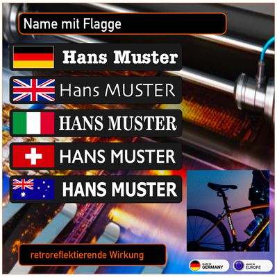 Name mit Flagge - Aufkleber