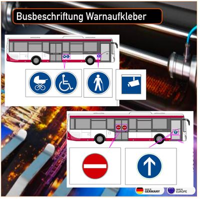 Busbeschriftung Warnzeichen Gebotszeichen    - Aufkleber