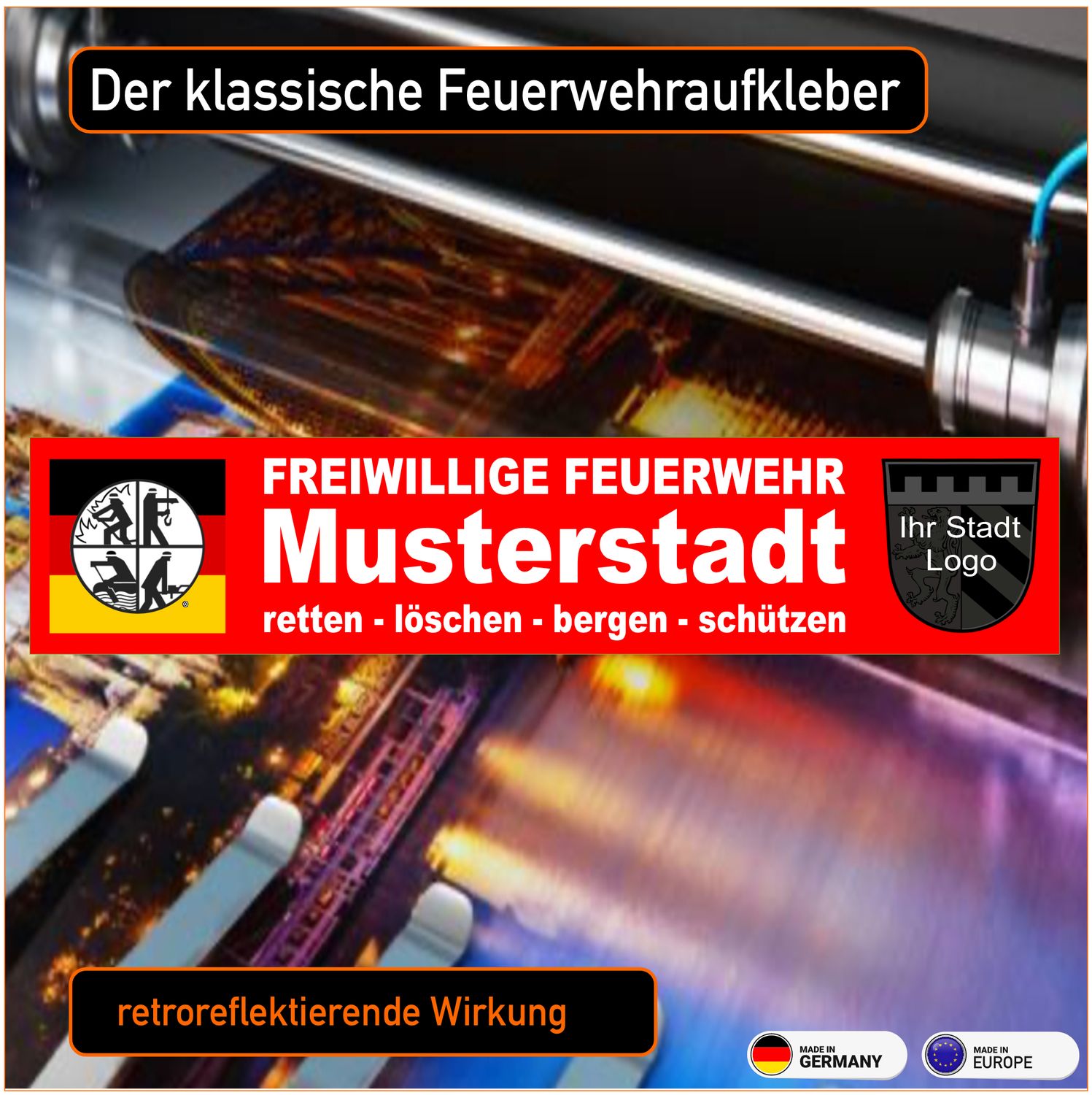 Der klassische Feuerwehraufkleber 20x4,5 cm