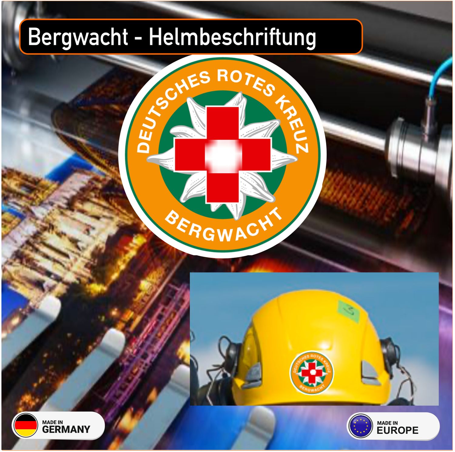 Bergwacht Helmbeschriftung 5x5 cm