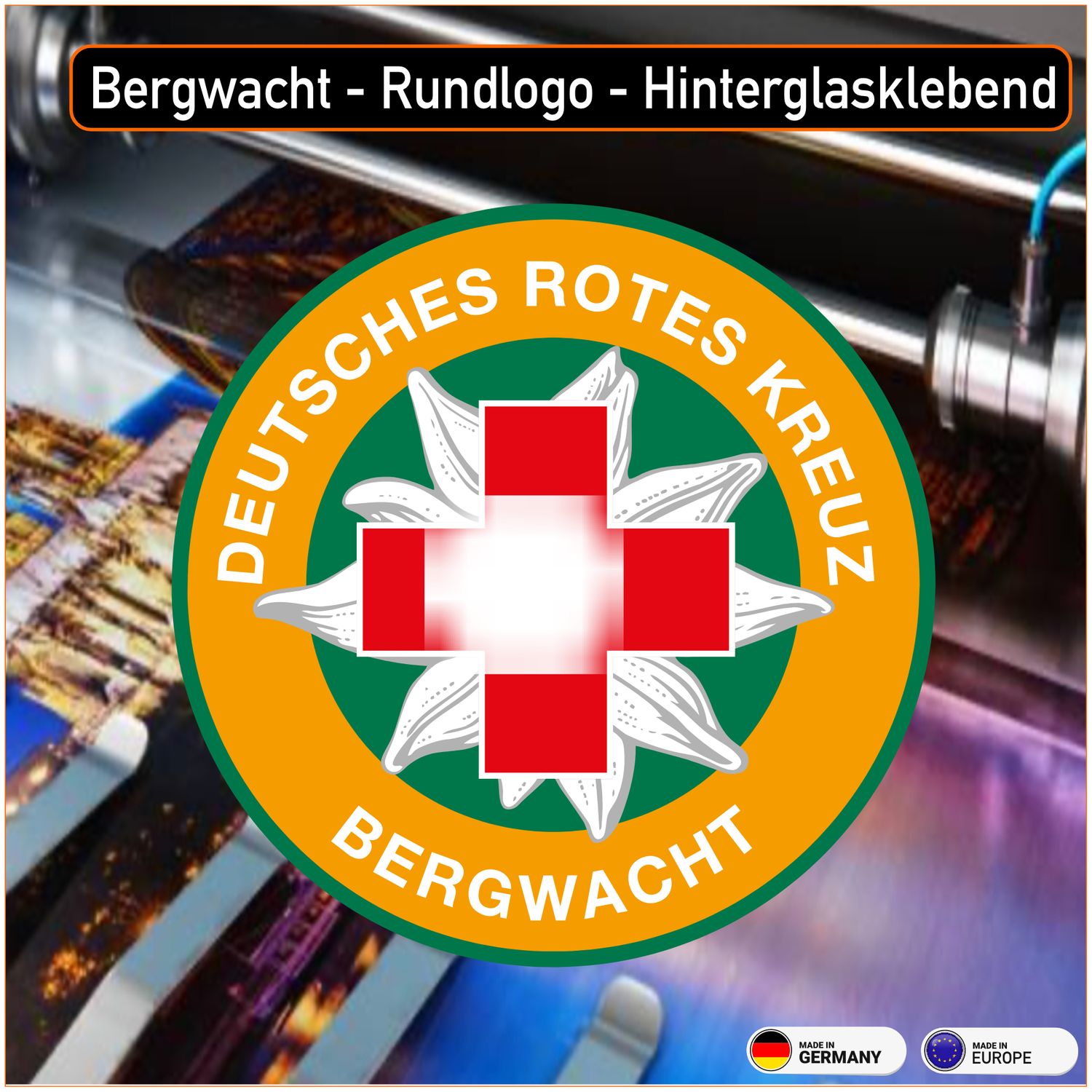 Bergwacht Deutschland Rundlogo - Hinterglasklebend