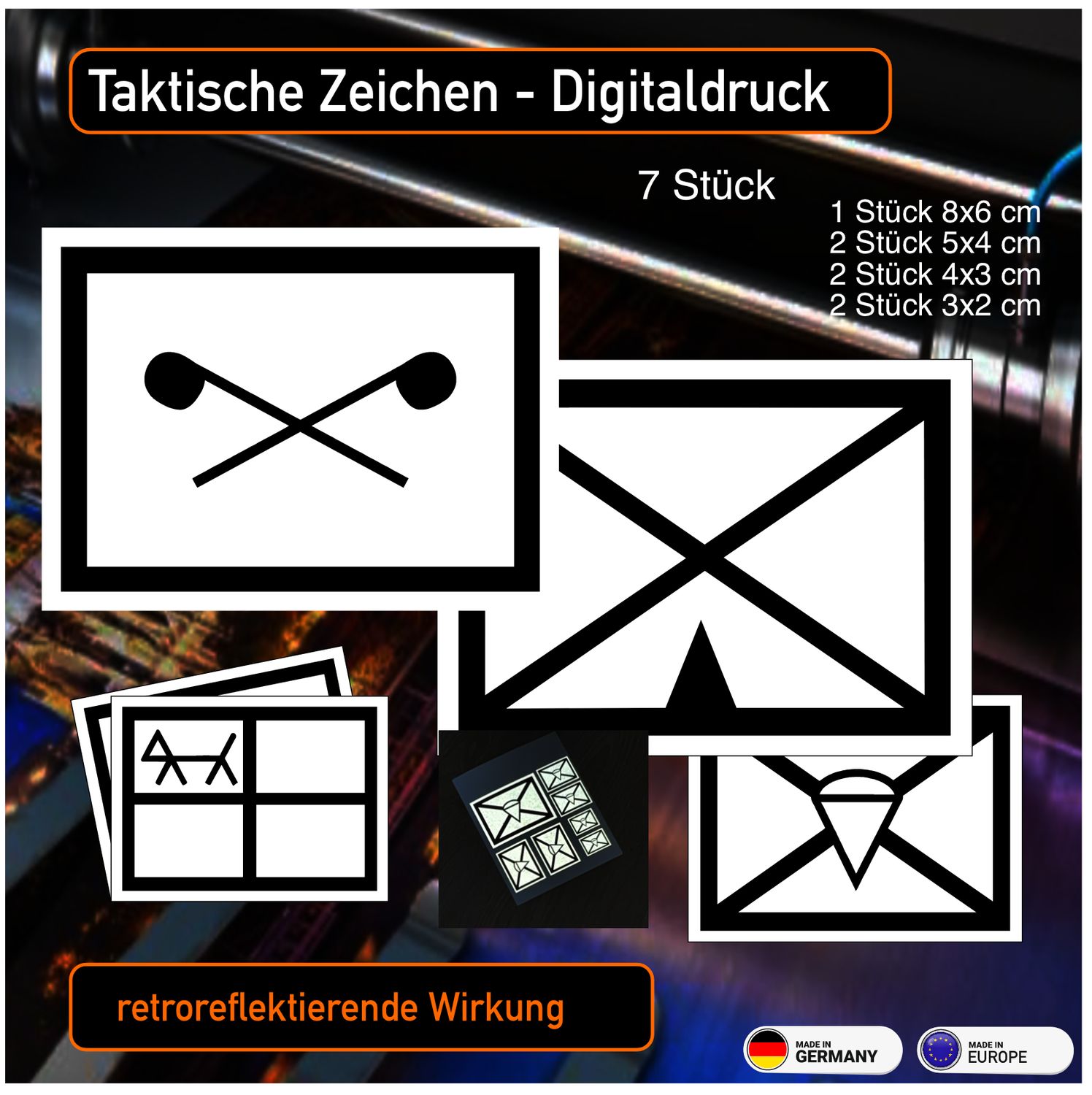 Taktische Zeichen Militär Digitaldruck - 7 Aufkleber