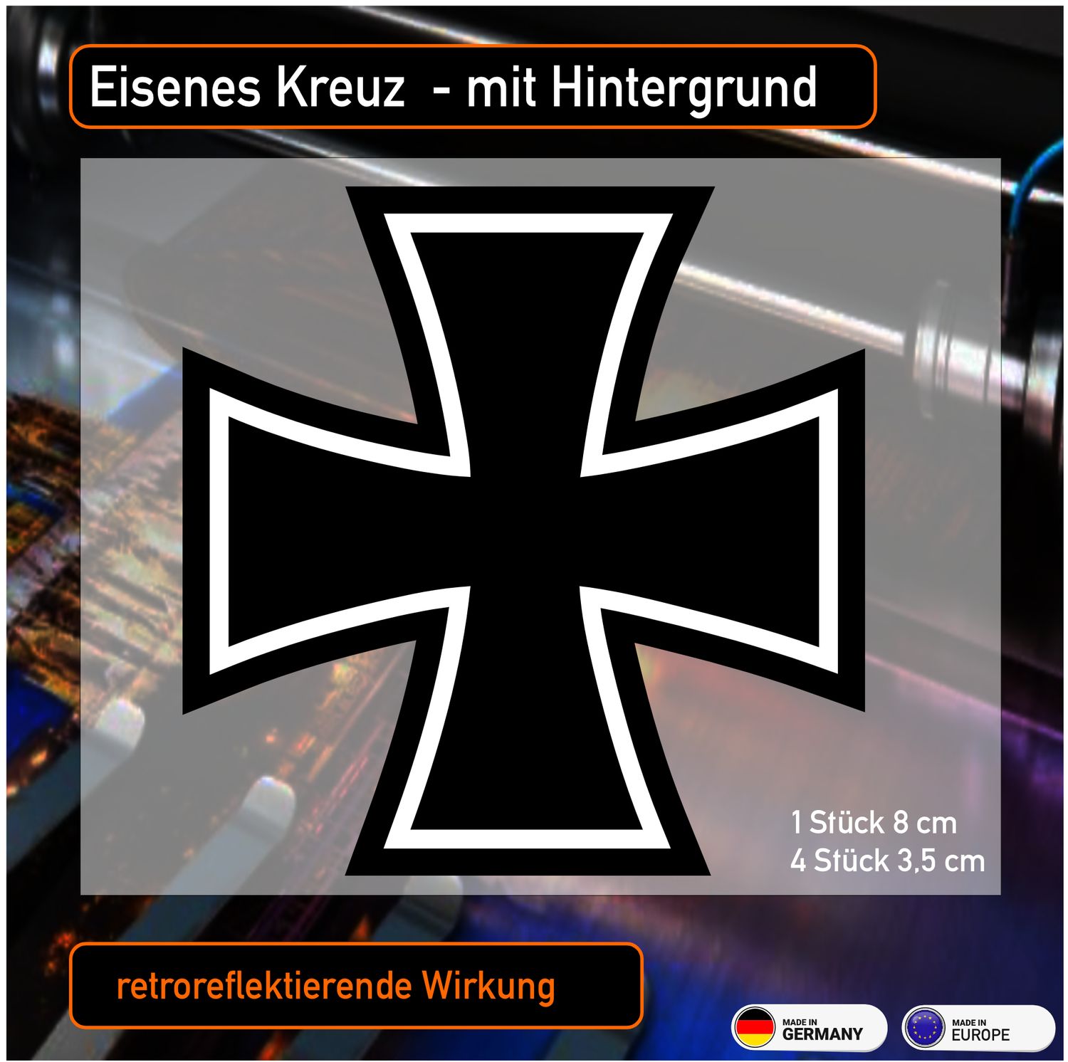 Eisernes Kreuz (mit Hintergrund) Sortiment - Aufkleber