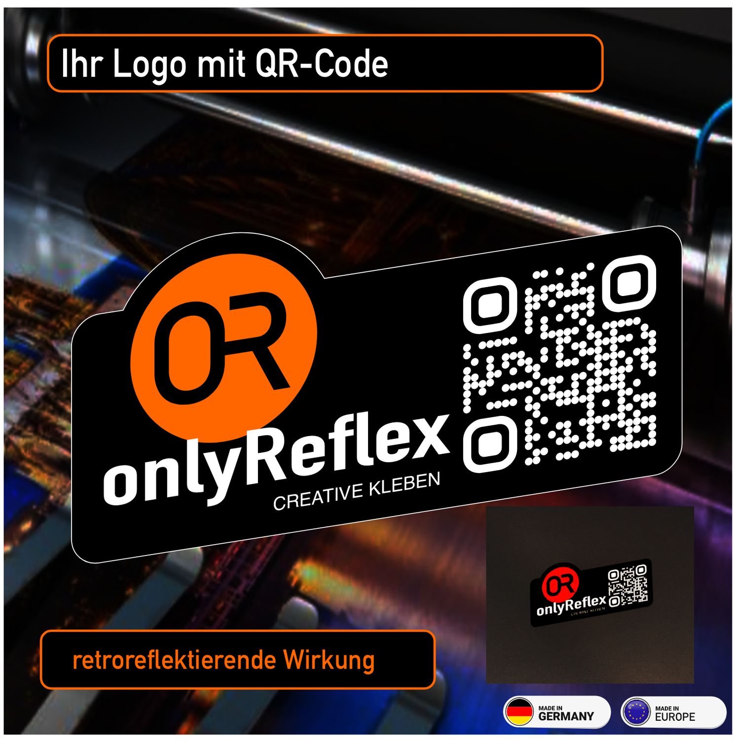 Ihr Logo mit QR-Code - retroreflektierend
