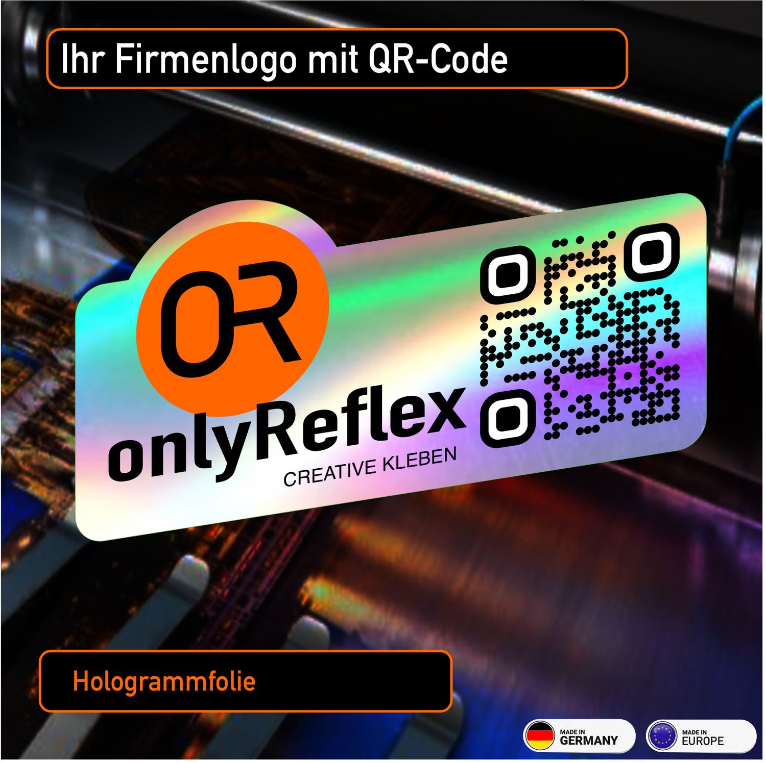 Ihr Logo mit  QR-Code - Hologramm Folie