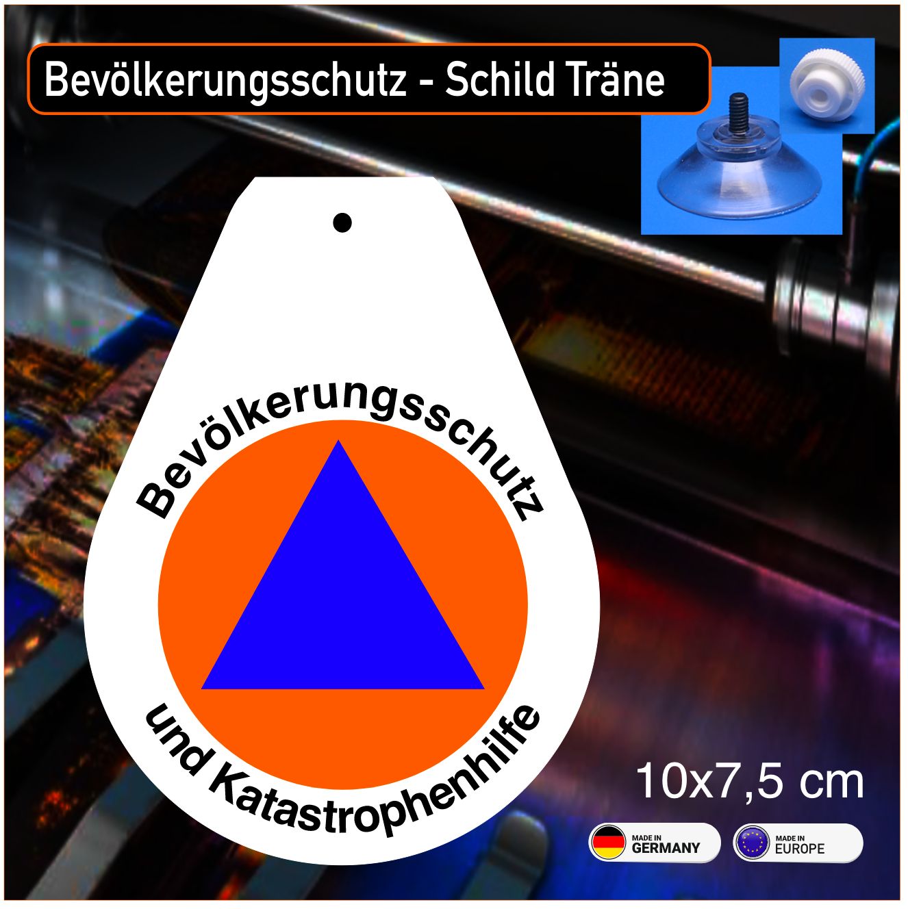 Bevölkerungsschutz  Wappen, Schild mit Saugnapf