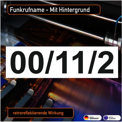Funk Rufname Funkkennung für Fahrzeuge, mit weißem Hintergrund