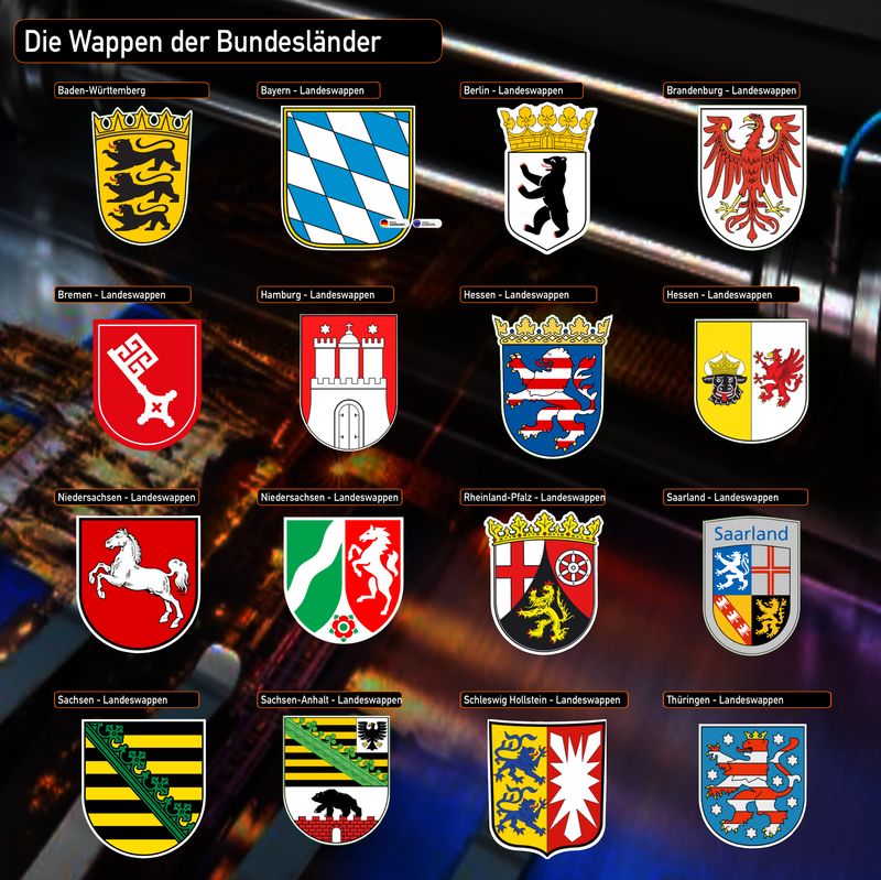 Die Wappen der Bundesländer - Aufkleber Sortiment