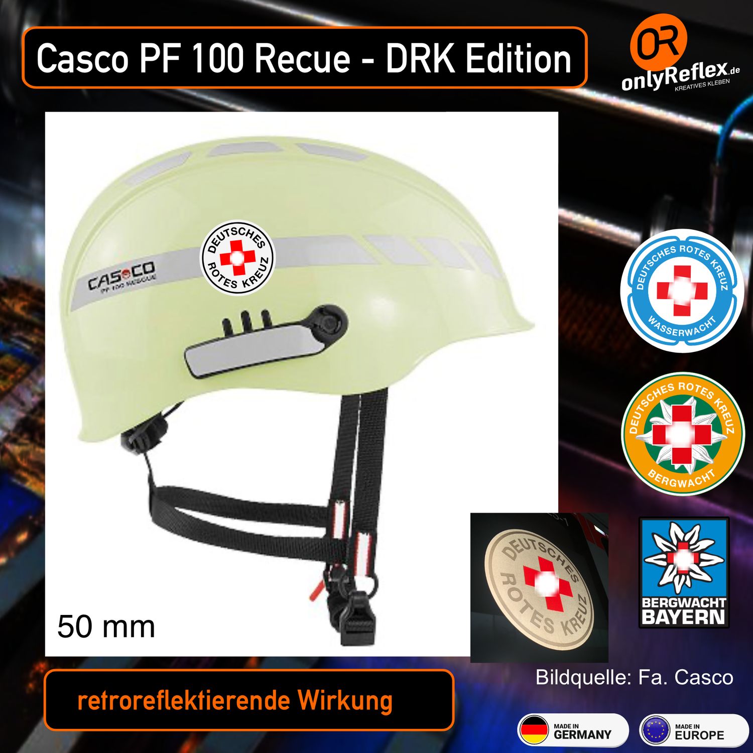 Casco PF 100 Rescue DRK Edition - Helmbeschriftung Casco PF 100 Rescue DRK Edition - Helmbeschriftung