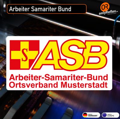 ASB Arbeiter-Samariter-Bund Aufkleber mit Hintergrund und Wunschtext ASB Arbeiter-Samariter-Bund Aufkleber mit Hintergrund und Wunschtext