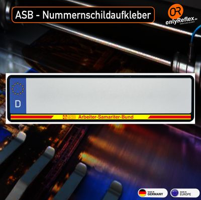 ASB Arbeiter Samariter Bund  Nummernschildaufkleber  (VE 2 Stück)