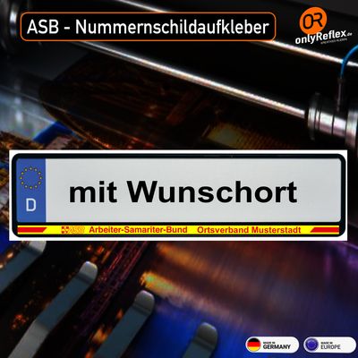 ASB Arbeiter Samariter Bund mit Wunschort Nummernschildaufkleber ASB Arbeiter Samariter Bund mit Wunschort Nummernschildaufkleber