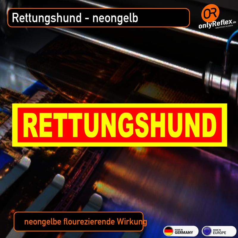 Rettungshund neongelber tagesleuchtender Aufkleber