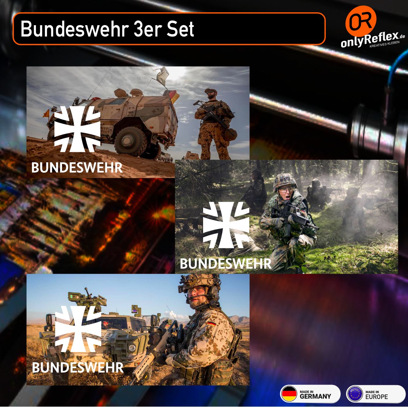 Bundeswehr 3er Sortiment - Aufkleber 10x5 cm