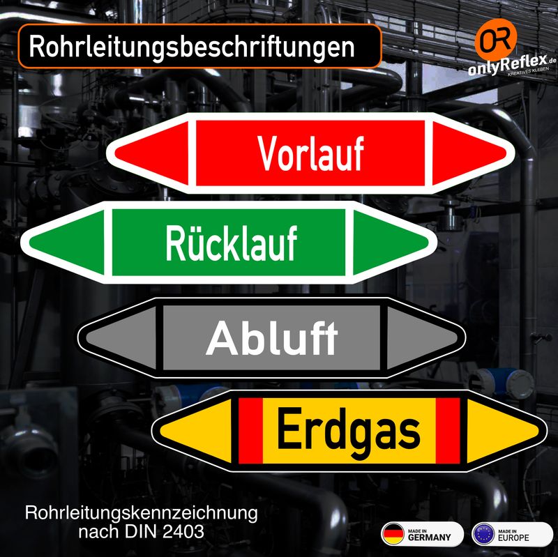 Rohrleitung Beschriftung (VE 10 Stück)
