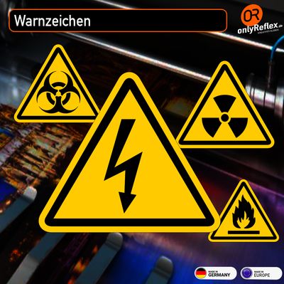 Warnzeichen, selbstklebende Folie Warnzeichen, selbstklebende Folie