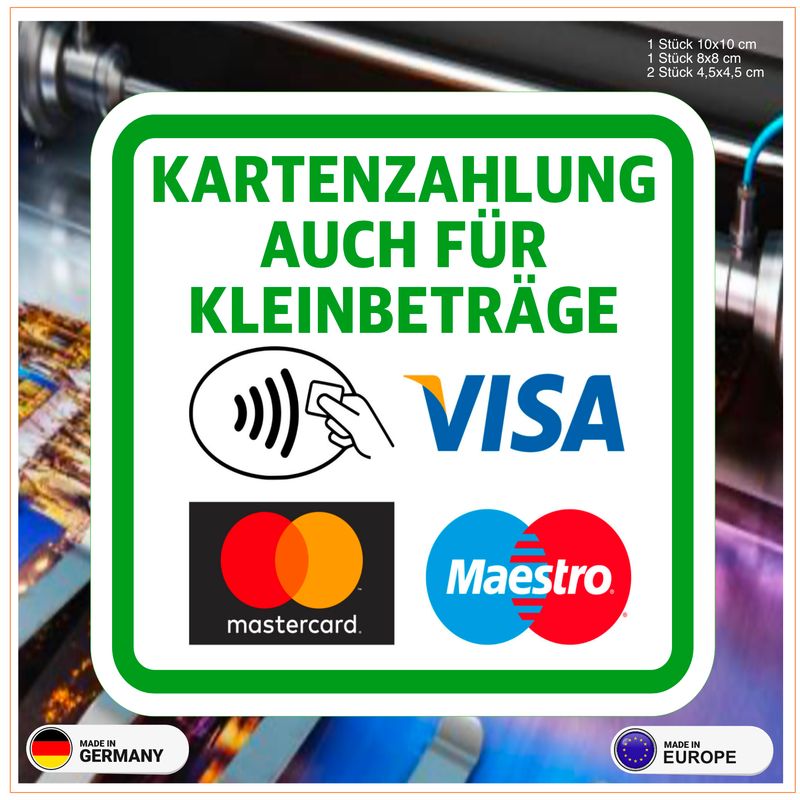 KARTENZAHLUNG auch für Kleinbeträge - Aufkleber KARTENZAHLUNG auch für Kleinbeträge - Aufkleber
