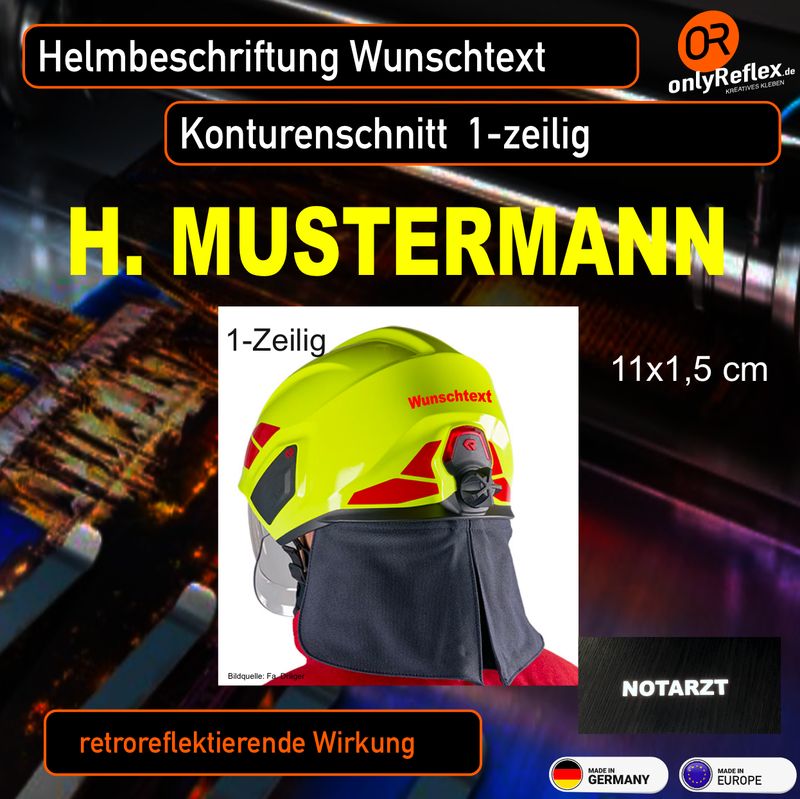 Helmbeschriftung "Wunschtext" Konturenschnitt
