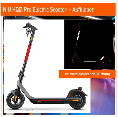 NIU KQi2 Pro Electric Scooter - retroreflektierende / fluoreszierende Aufkleber NIU KQi2 Pro Electric Scooter - retroreflektierende / fluoreszierende Aufkleber