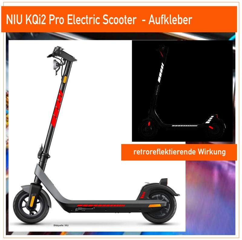 NIU KQi2 Pro Electric Scooter   - retroreflektierende / fluoreszierende Aufkleber