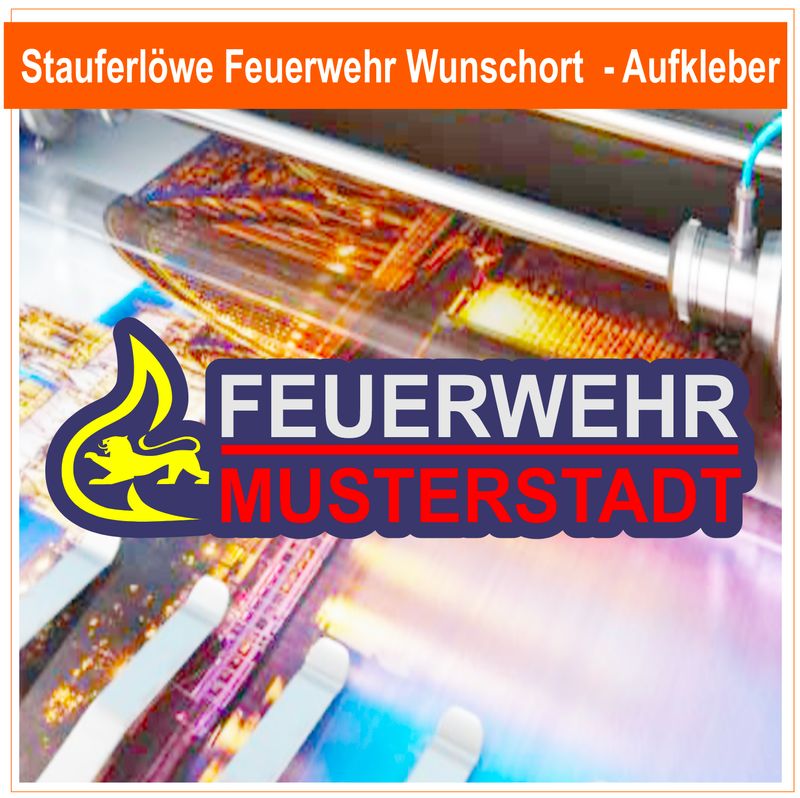 Stauferlöwe Feuerwehr mit Wunschort  - Aufkleber