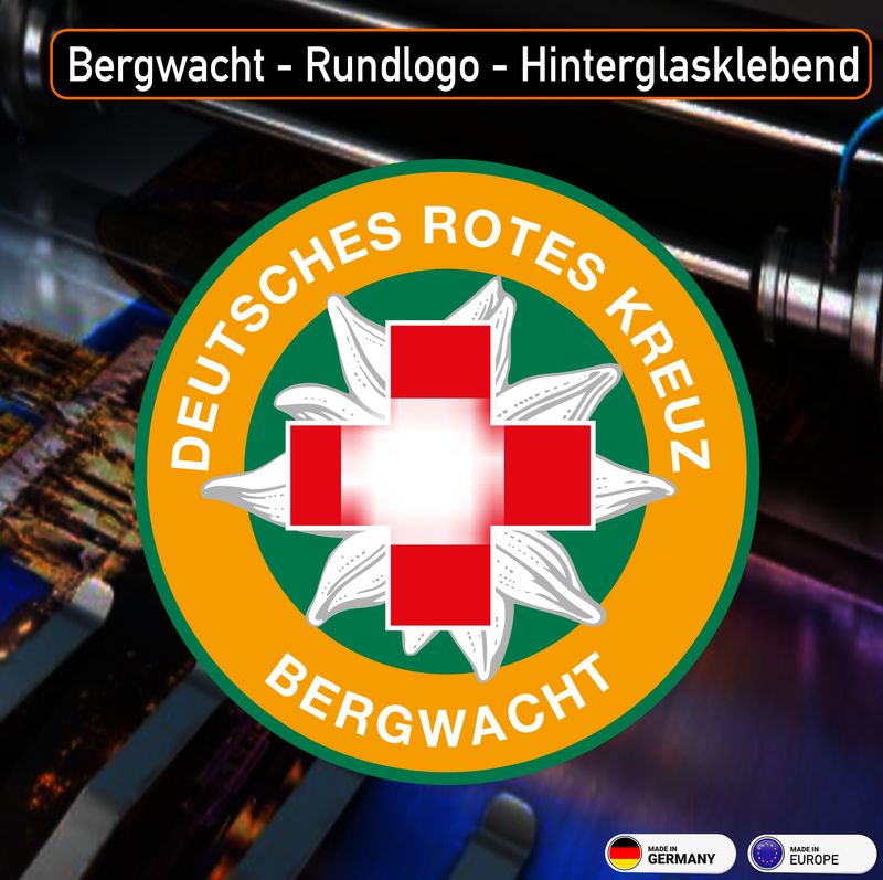 Bergwacht Deutschland Rundlogo - Hinterglasklebend
