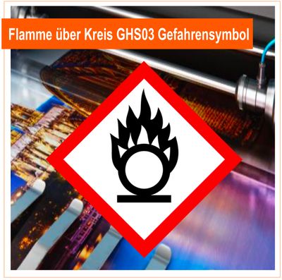 Flamme über Kreis GHS03 Gefahrensymbol - Folie Flamme über Kreis GHS03 Gefahrensymbol - Folie