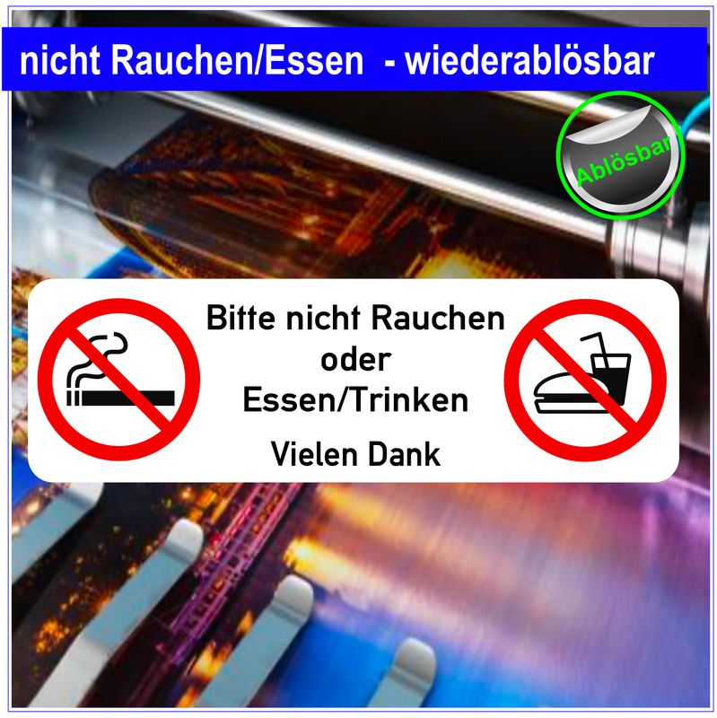 Nicht Rauchen nicht Essen  Aufkleber  20 Stück -  wiederablösbar