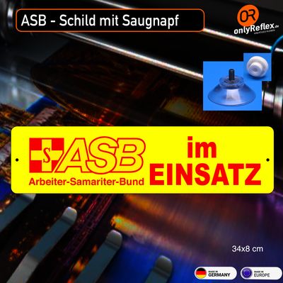 ASB im Einsatz - Schild mit Saugnapf, 34x8 cm