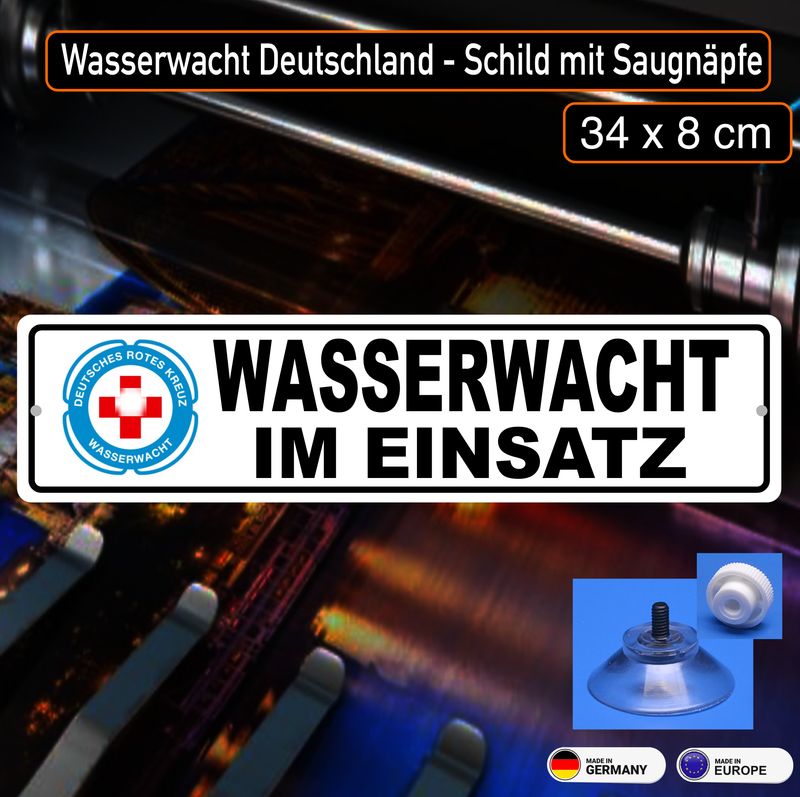 Wasserwacht Schild mit Saugnapf-  ca.34x8 cm