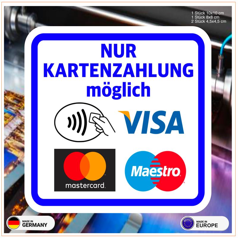 NUR KARTENZAHLUNG MÖGLICH - Aufkleber NUR KARTENZAHLUNG MÖGLICH - Aufkleber