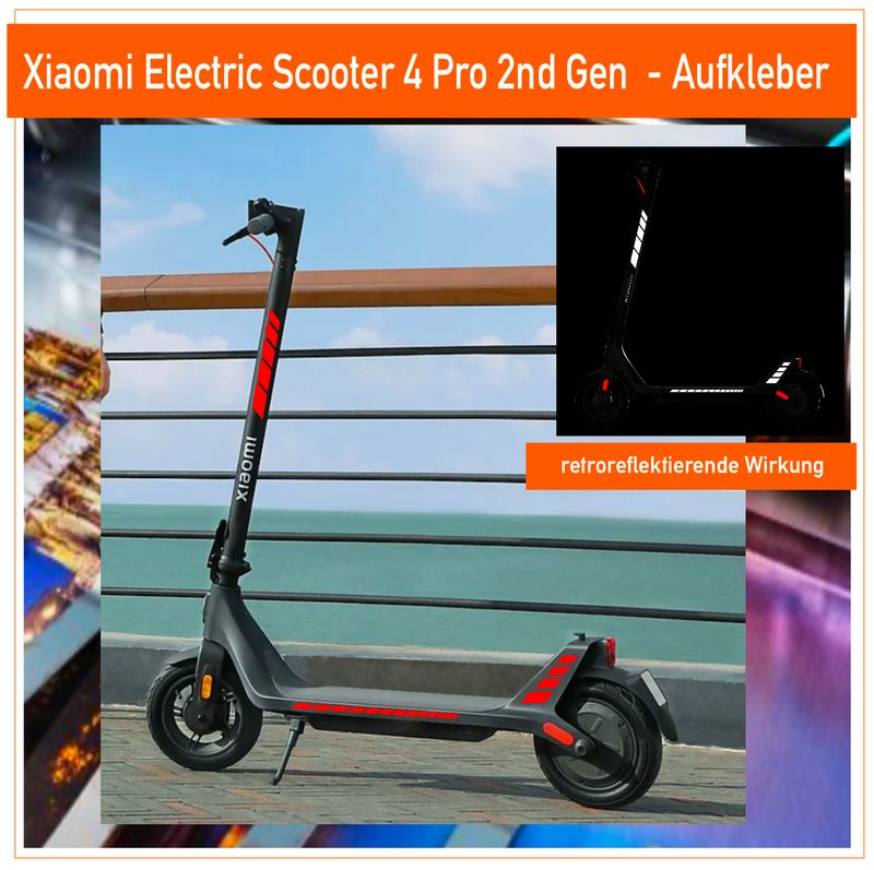 Xiaomi E-Scooter 4 Lite 2nd Gen - retroreflektierende / fluoreszierende Aufkleber