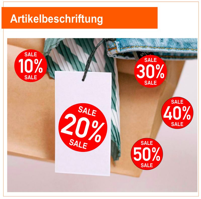 SALE SALE "Prozent" SALE Artikelbeschriftung Rund