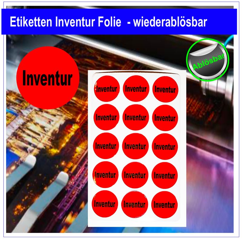 Inventur Etiketten Rund - Folie wiederablösbar Inventur Etiketten Rund - Folie wiederablösbar